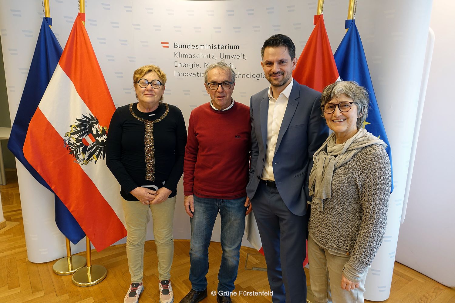 Zu sehen sind: Elisabeth Bauer, Franz Timischl, Jakob Schwarz, Angela Timischl