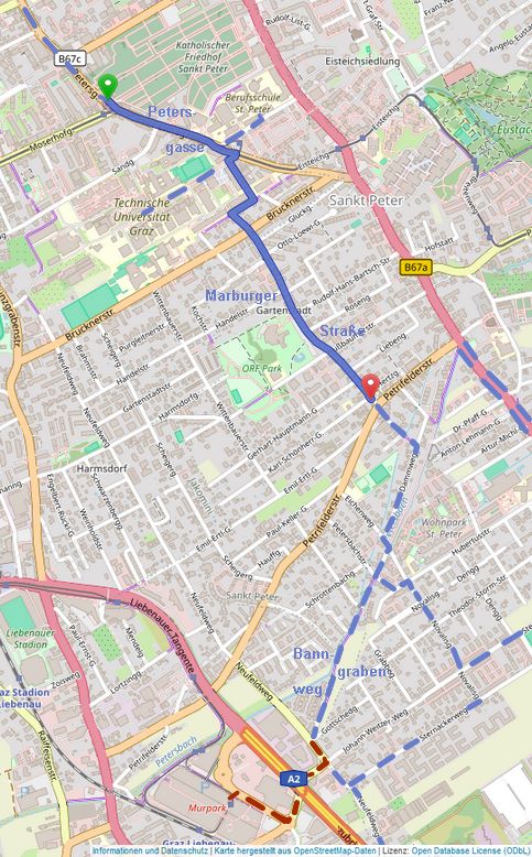 Zu sehen ist: eine Straßenkarte von St. Peter